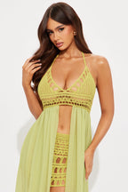 Tropical Temptations Crochet Skirt Set - Chartreuse
