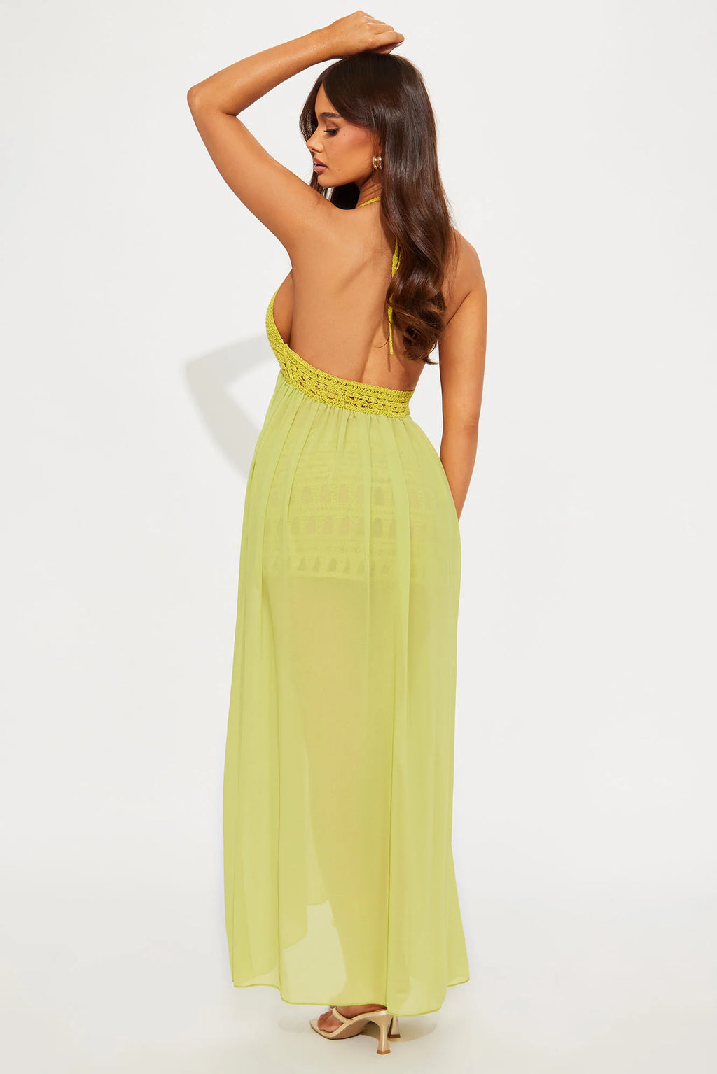 Tropical Temptations Crochet Skirt Set - Chartreuse