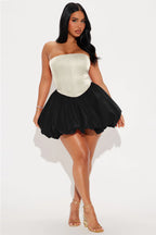 A Night in Paris Bubble Mini Dress - White/Black