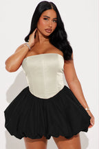 A Night in Paris Bubble Mini Dress - White/Black