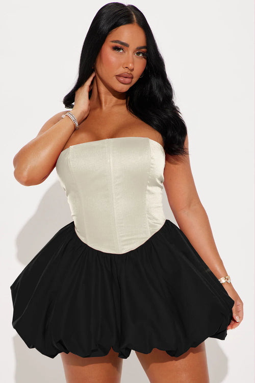 A Night in Paris Bubble Mini Dress - White/Black