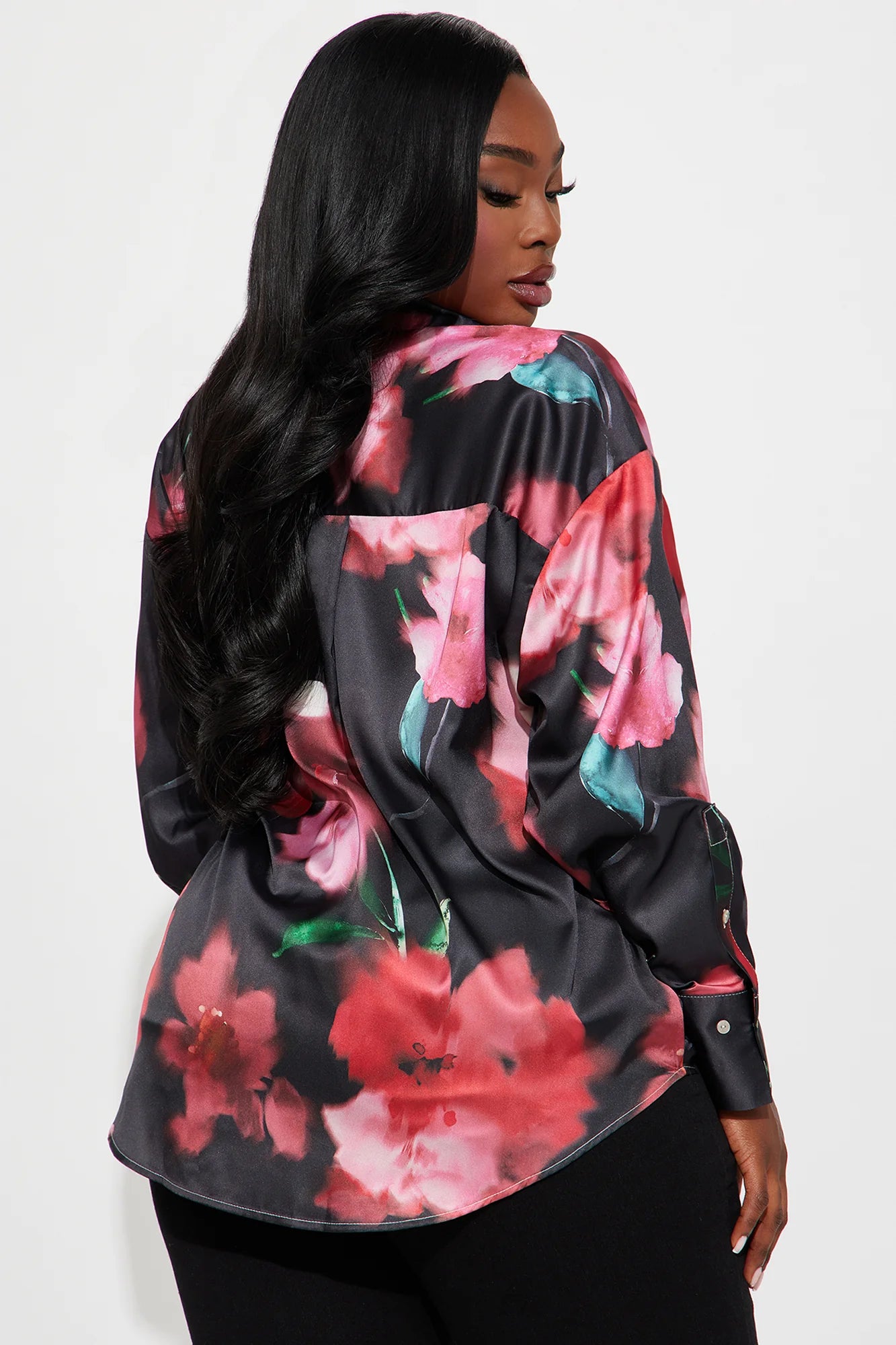 Chasing Florals Satin Shirt - Red/combo