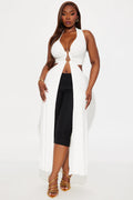 Miami Sun Cut Out Halter Maxi Top - White