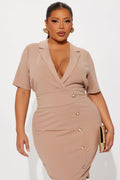 Gia Collar Mini Shirt Dress - Taupe