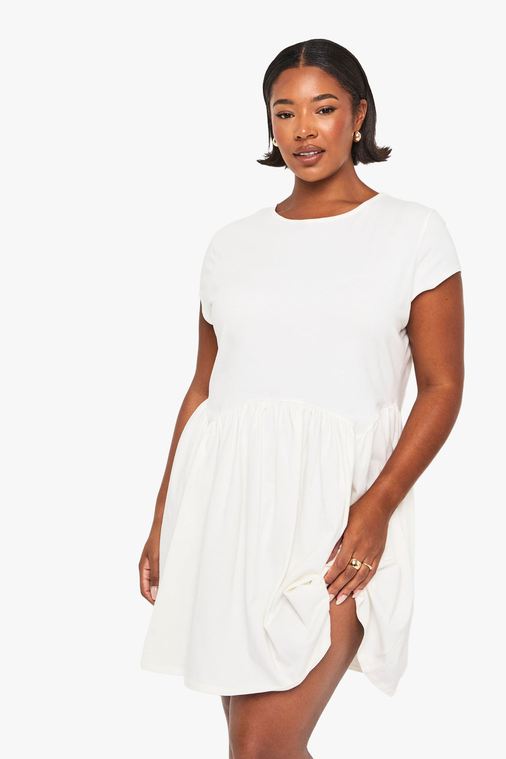 White plus cotton t-shirt smock dress