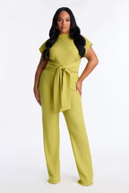 Clementine Textured Pant Set - Chartreuse