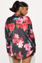 Chasing Florals Satin Shirt - Red/combo