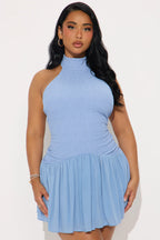 Leena Halter Textured Mini Dress - Blue