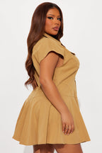 Busy Girly Twill Mini Dress - Olive