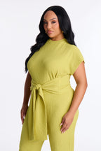 Clementine Textured Pant Set - Chartreuse