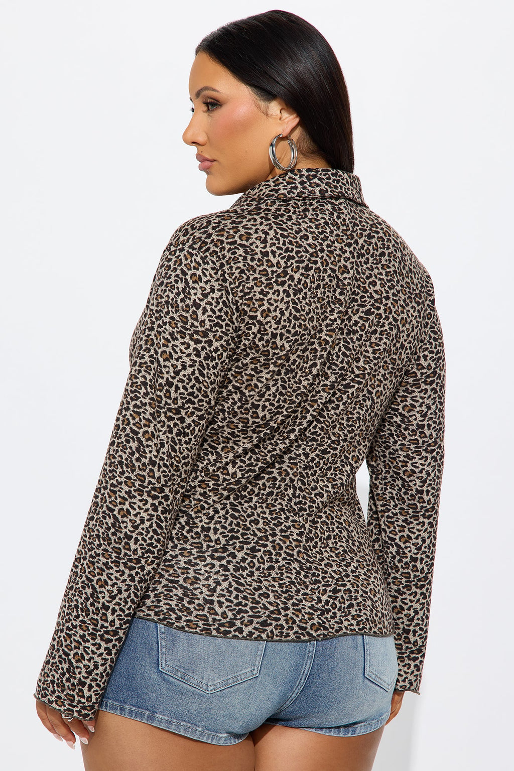 My Desire Leopard Button Up Long Sleeve Shirt