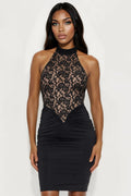 Tania Lace Midi Dress - Black