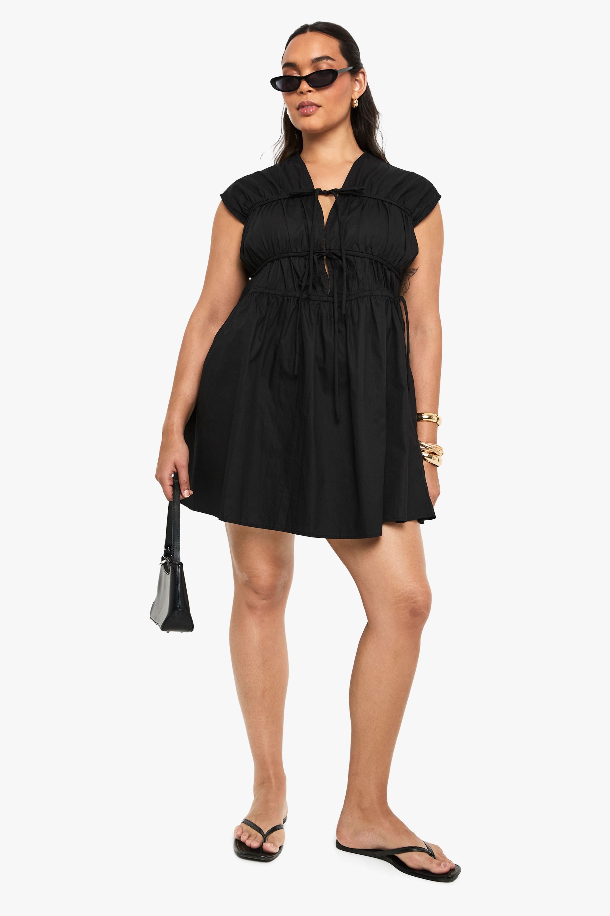 Plus Tie Front Skater Dress