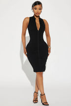 Zoey Textured Midi Dress - Black
