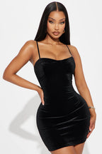 Crush On You Velvet Mini Dress - Black
