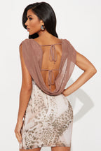 Radiating Vibes Mini Dress - Brown/combo