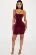 Crush On You Velvet Mini Dress - Burgundy