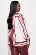 Spoiler Alert Striped Satin Shirt - Pink/combo