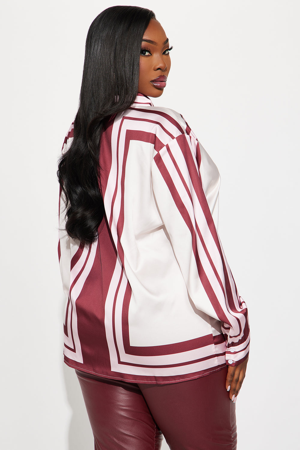 Spoiler Alert Striped Satin Shirt - Pink/combo