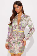 Lexi Long Sleeve Satin Midi Dress - Multi Color