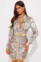 Lexi Long Sleeve Satin Midi Dress - Multi Color