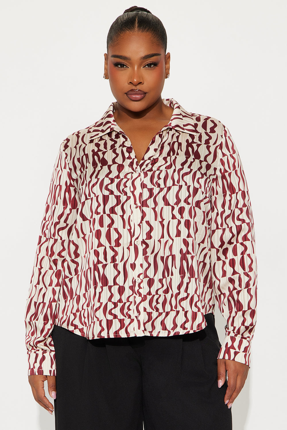 Come In Waves Satin Shirt - Cream/combo