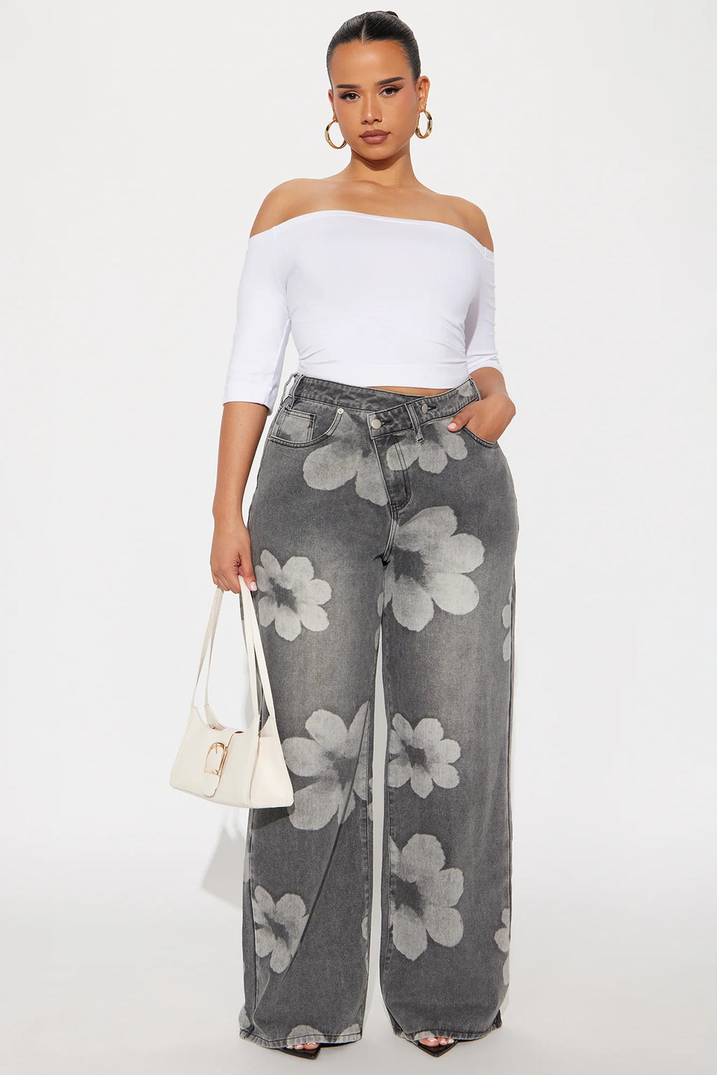 Born To Bloom Crossover Jeans - Grey