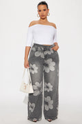 Born To Bloom Crossover Jeans - Grey