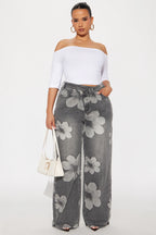 Born To Bloom Crossover Jeans - Grey
