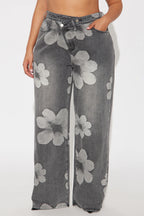 Born To Bloom Crossover Jeans - Grey