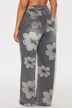 Born To Bloom Crossover Jeans - Grey
