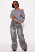 Born To Bloom Crossover Jeans - Grey
