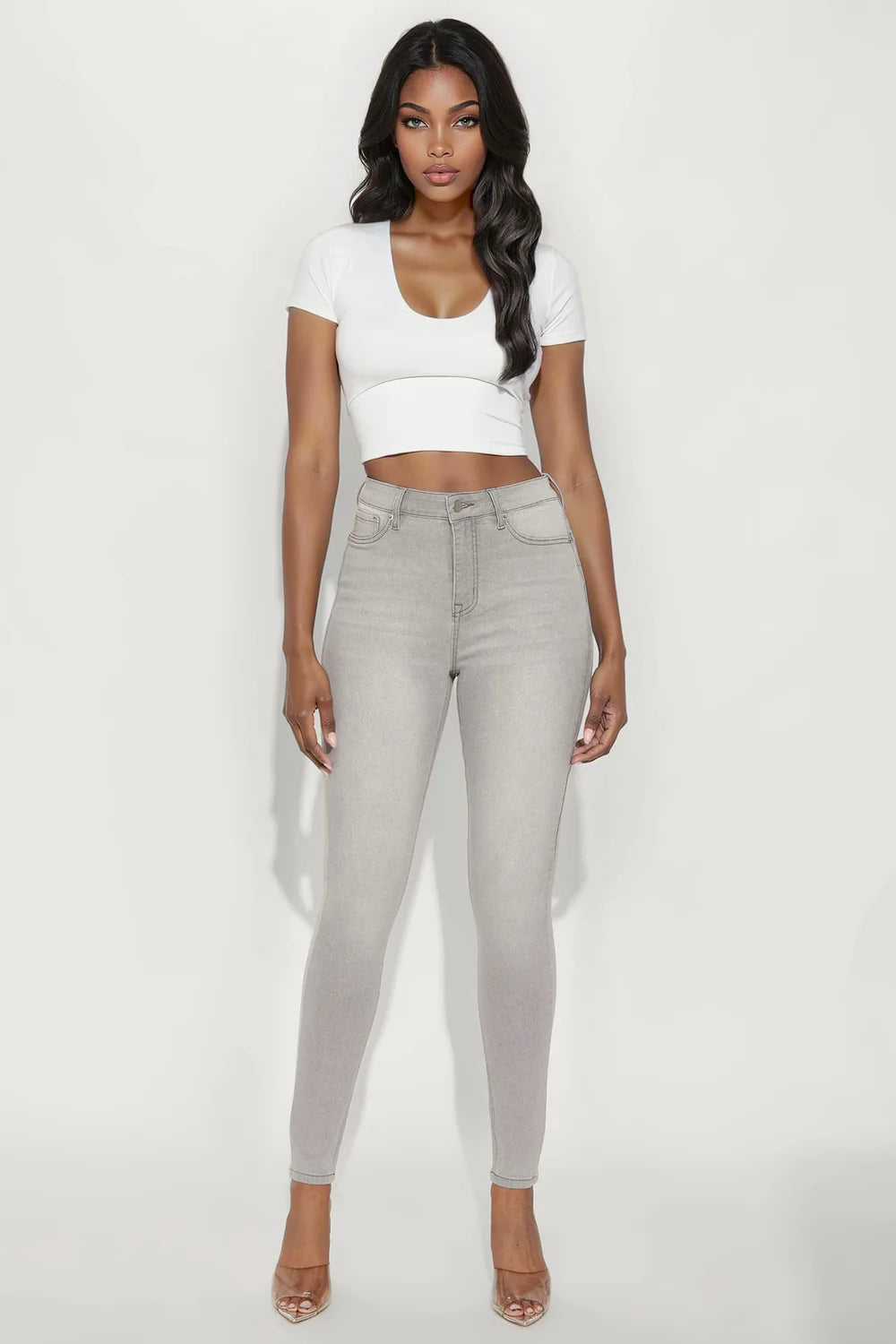 Tall Madrid Booty Lifting High Rise Stretch Skinny Jeans - Grey