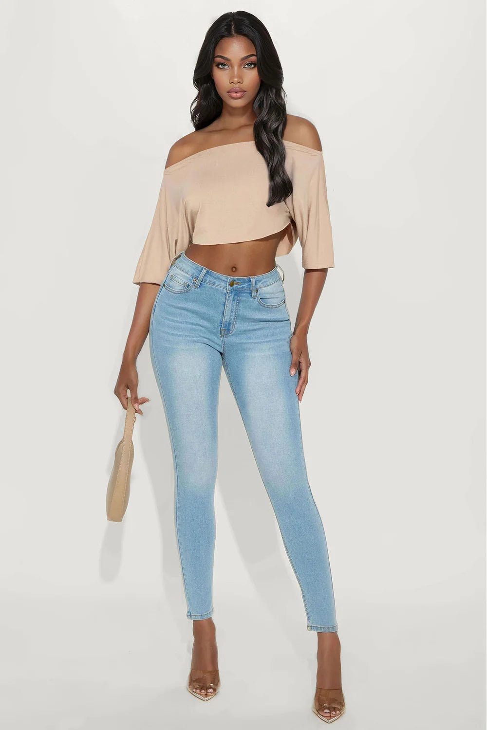 Tall Vibe Check Curvy Stretch Skinny Jeans - Light Wash