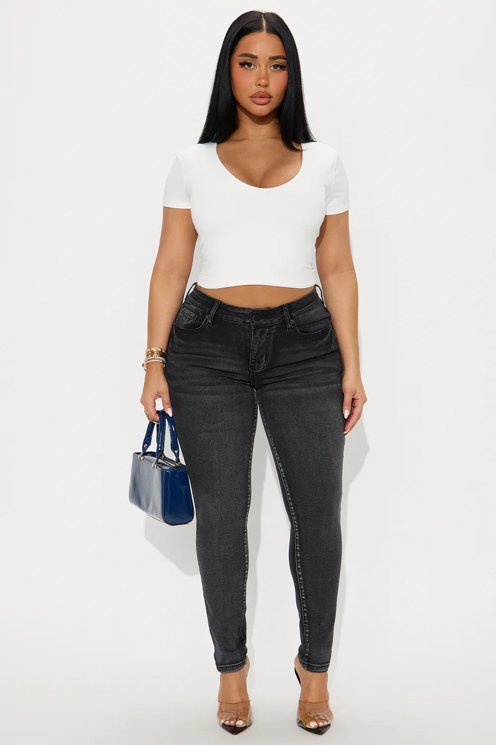 She's An Icon Curvy Stretch Skinny Jeans - Black Wash