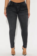 She's An Icon Curvy Stretch Skinny Jeans - Black Wash