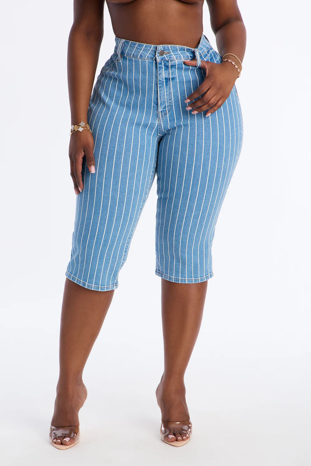 Crossed The Line Pedal Pusher Skinny Jeans - Light Blue