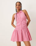 ASOS DESIGN sleeveless shirt mini dress in spliced pink stripe