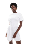 ASOS DESIGN corset waist T-shirt mini dress in white