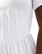 ASOS DESIGN corset waist T-shirt mini dress in white