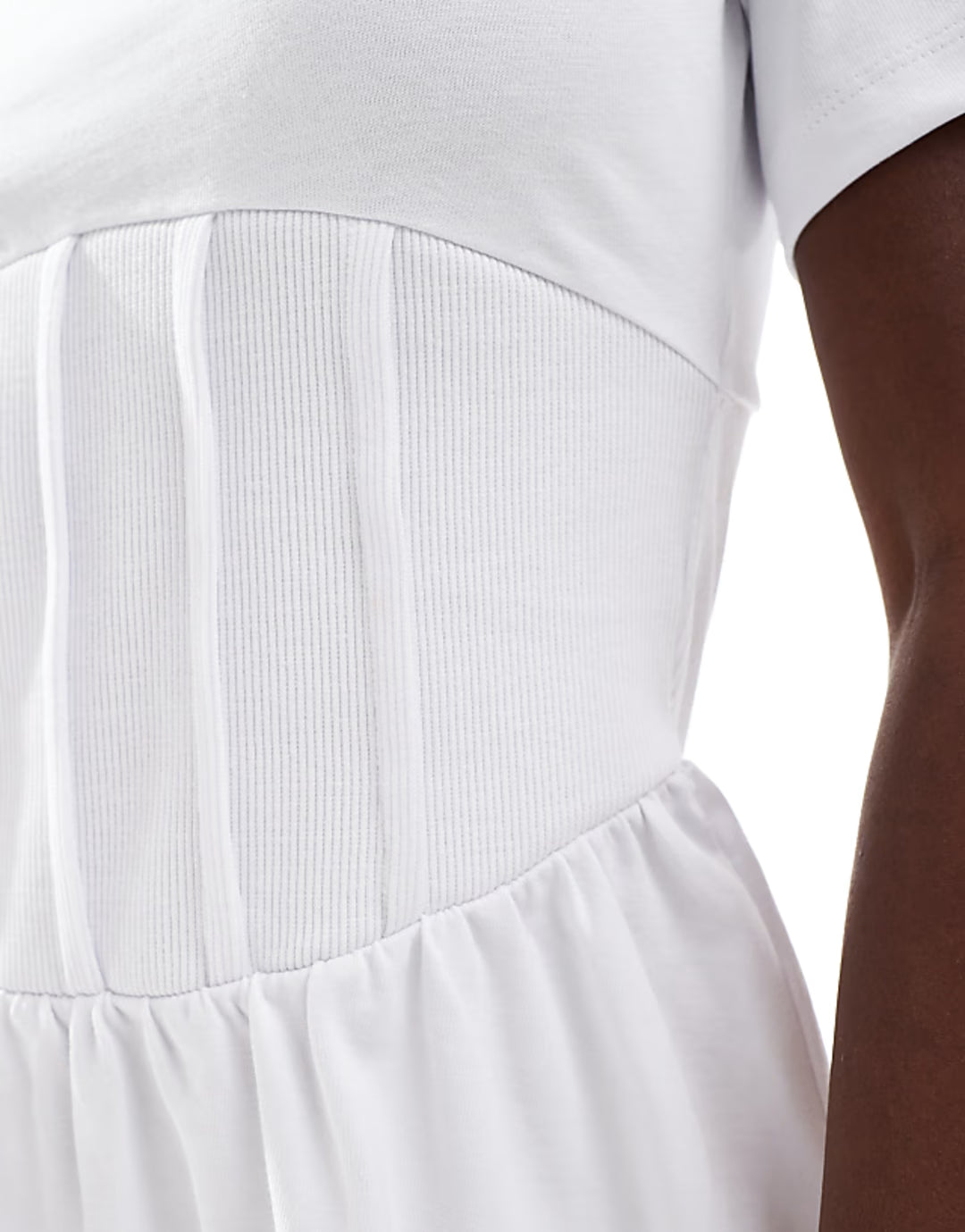 ASOS DESIGN corset waist T-shirt mini dress in white
