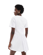 ASOS DESIGN corset waist T-shirt mini dress in white