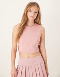 ASOS DESIGN bow detail open back top in pink in scuba-style fabric