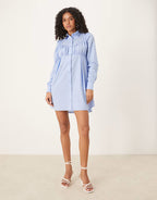 ASOS DESIGN ruched bust detail shirt mini dress in blue