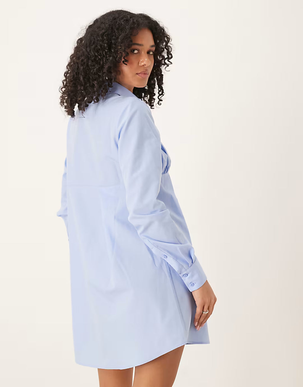 ASOS DESIGN ruched bust detail shirt mini dress in blue