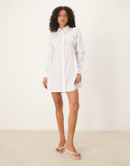 ASOS DESIGN ruched bust detail shirt mini dress in white