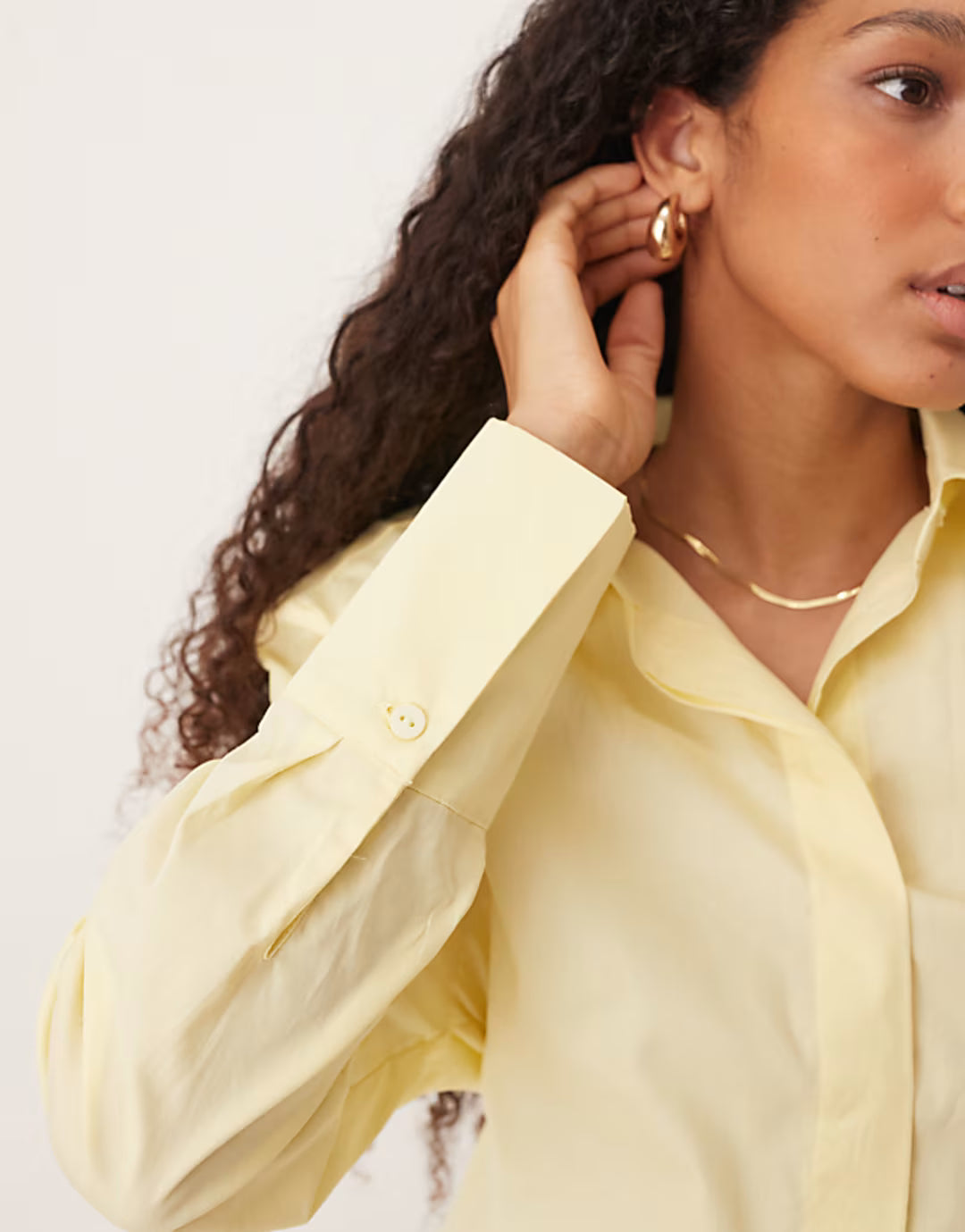 ASOS DESIGN cinched shirt mini dress in buttermilk