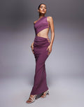 ASOS DESIGN one shoulder cut out maxi dress in blush plum