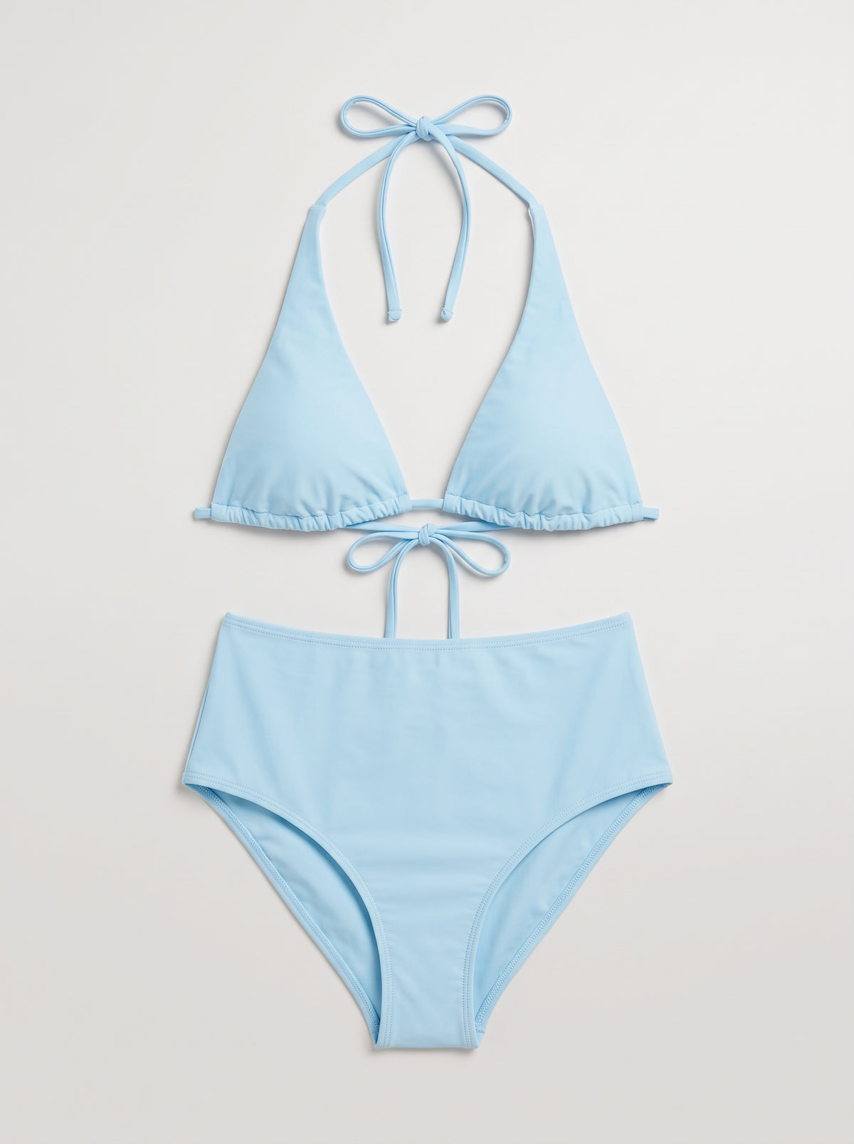 Triangle Halter High Waist Bikini - Blue