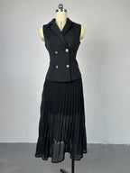 She Means It Waistcoat & Pleated Maxi Skirt Set